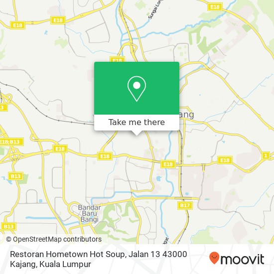 Peta Restoran Hometown Hot Soup, Jalan 13 43000 Kajang