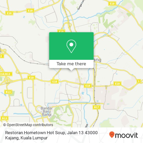 Restoran Hometown Hot Soup, Jalan 13 43000 Kajang map