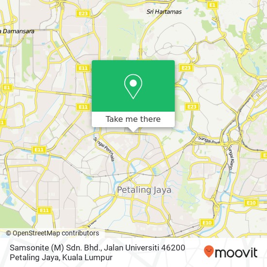 Samsonite (M) Sdn. Bhd., Jalan Universiti 46200 Petaling Jaya map