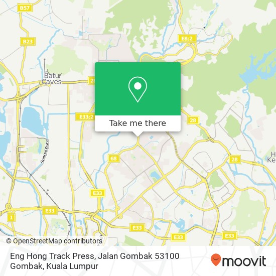 Peta Eng Hong Track Press, Jalan Gombak 53100 Gombak