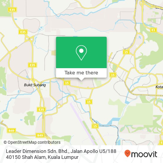 Leader Dimension Sdn. Bhd., Jalan Apollo U5 / 188 40150 Shah Alam map