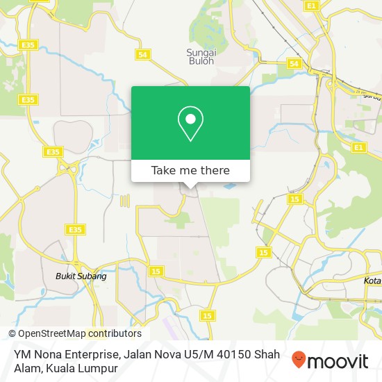 Peta YM Nona Enterprise, Jalan Nova U5 / M 40150 Shah Alam