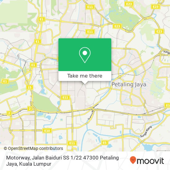 Motorway, Jalan Baiduri SS 1 / 22 47300 Petaling Jaya map