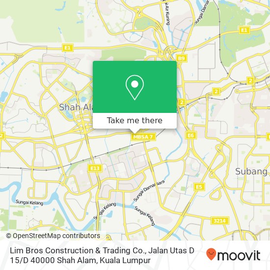 Lim Bros Construction & Trading Co., Jalan Utas D 15 / D 40000 Shah Alam map