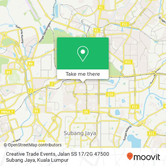 Peta Creative Trade Events, Jalan SS 17 / 2G 47500 Subang Jaya