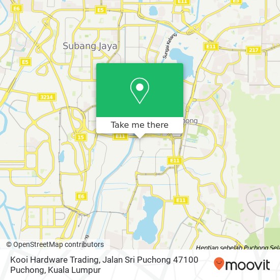 Peta Kooi Hardware Trading, Jalan Sri Puchong 47100 Puchong