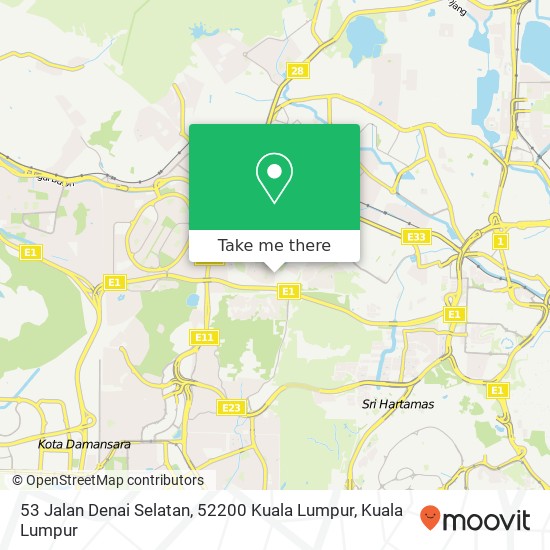 Peta 53 Jalan Denai Selatan, 52200 Kuala Lumpur