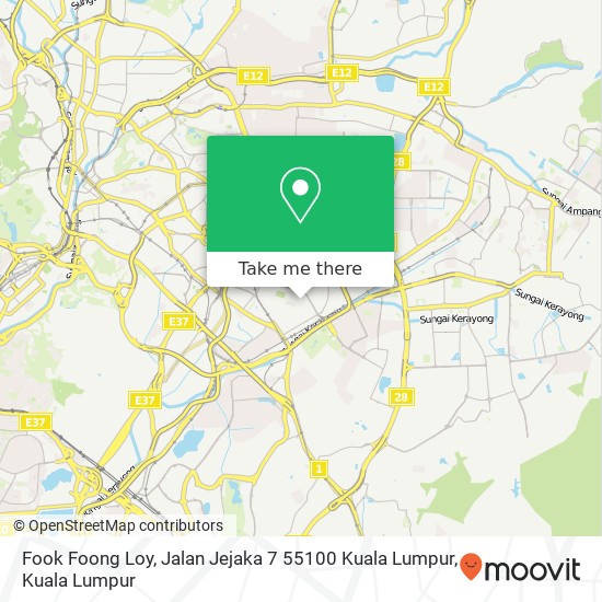 Peta Fook Foong Loy, Jalan Jejaka 7 55100 Kuala Lumpur