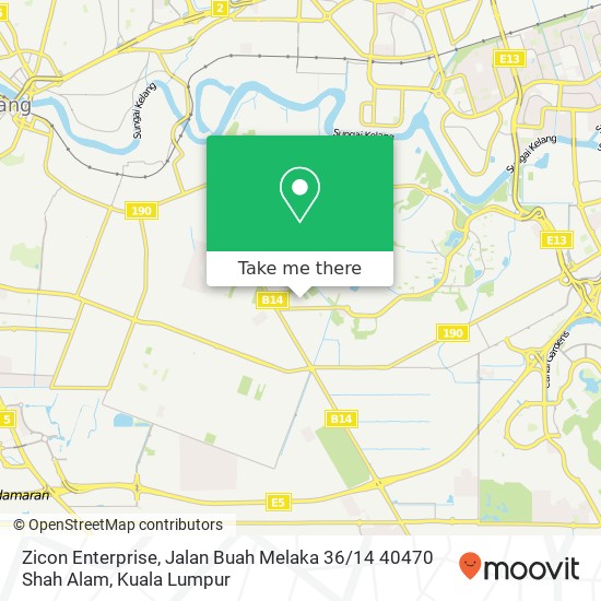 Peta Zicon Enterprise, Jalan Buah Melaka 36 / 14 40470 Shah Alam