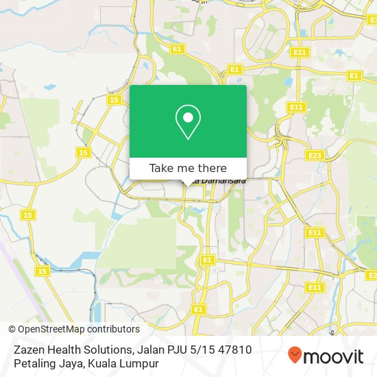 Peta Zazen Health Solutions, Jalan PJU 5 / 15 47810 Petaling Jaya