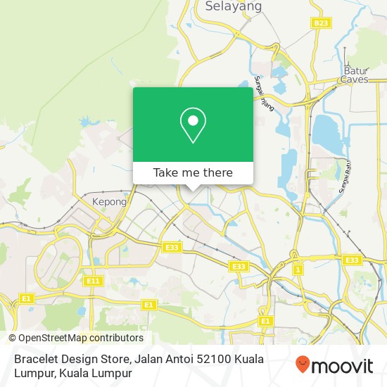 Bracelet Design Store, Jalan Antoi 52100 Kuala Lumpur map