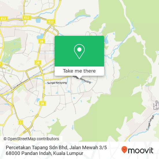 Peta Percetakan Tapang Sdn Bhd, Jalan Mewah 3 / 5 68000 Pandan Indah