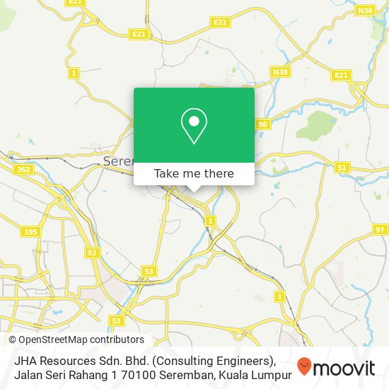 Peta JHA Resources Sdn. Bhd. (Consulting Engineers), Jalan Seri Rahang 1 70100 Seremban