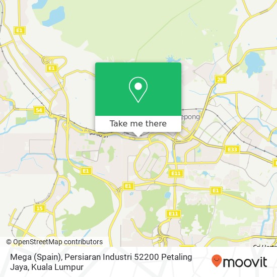 Mega (Spain), Persiaran Industri 52200 Petaling Jaya map