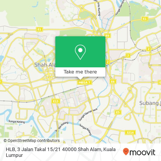 Peta HLB, 3 Jalan Takal 15 / 21 40000 Shah Alam