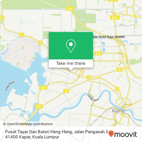 Peta Pusat Tayar Dan Bateri Heng Heng, Jalan Pengasah 3 41400 Kapar