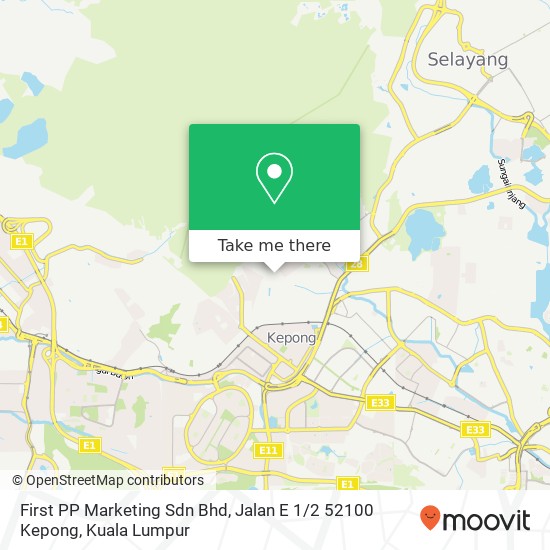 First PP Marketing Sdn Bhd, Jalan E 1 / 2 52100 Kepong map
