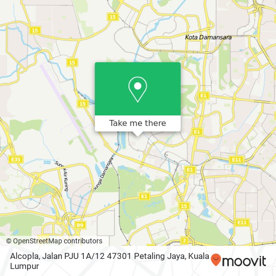 Peta Alcopla, Jalan PJU 1A / 12 47301 Petaling Jaya