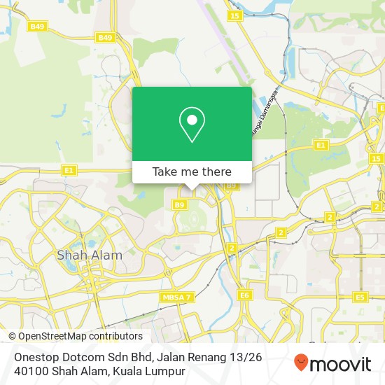 Peta Onestop Dotcom Sdn Bhd, Jalan Renang 13 / 26 40100 Shah Alam