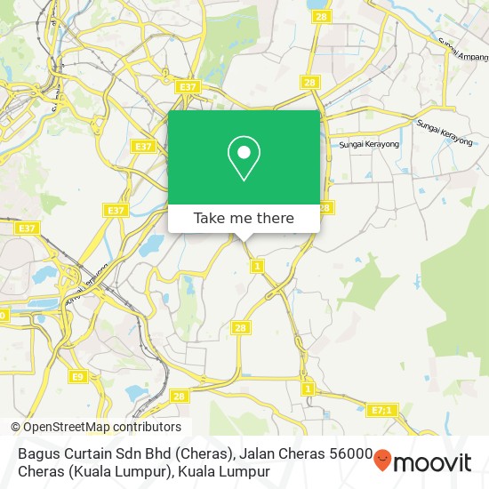 Peta Bagus Curtain Sdn Bhd (Cheras), Jalan Cheras 56000 Cheras (Kuala Lumpur)