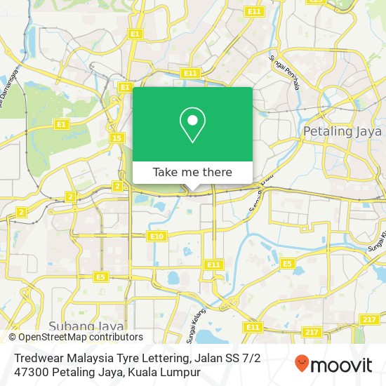 Peta Tredwear Malaysia Tyre Lettering, Jalan SS 7 / 2 47300 Petaling Jaya