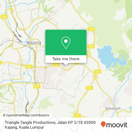 Peta Triangle Tangle Productions, Jalan KP 2 / 18 43000 Kajang