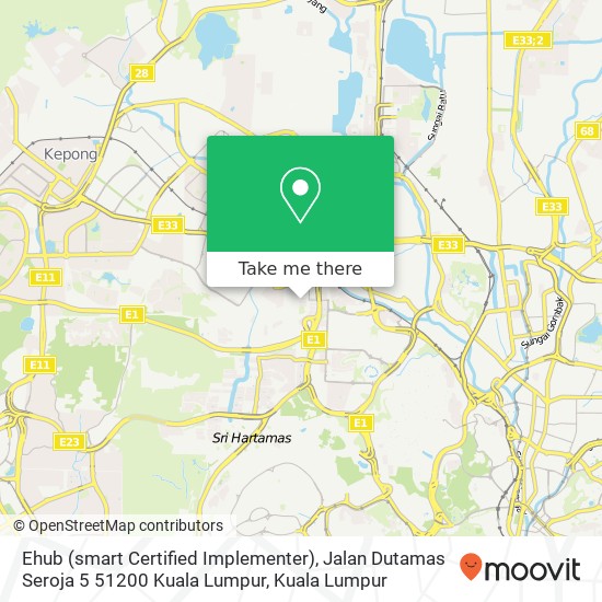 Peta Ehub (smart Certified Implementer), Jalan Dutamas Seroja 5 51200 Kuala Lumpur