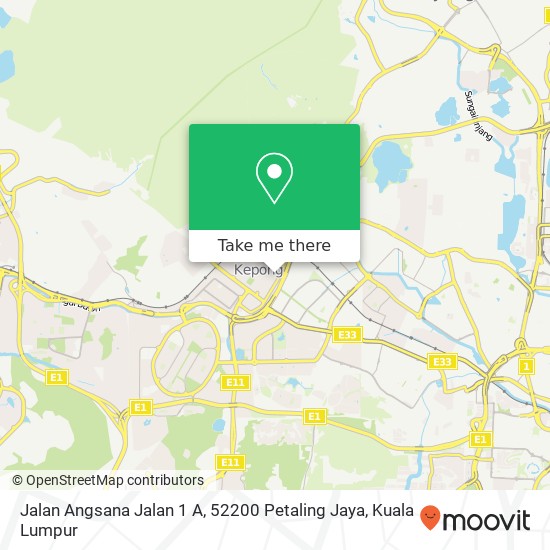 Peta Jalan Angsana Jalan 1 A, 52200 Petaling Jaya