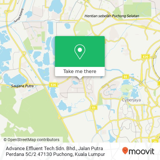 Advance Effluent Tech Sdn. Bhd., Jalan Putra Perdana 5C / 2 47130 Puchong map