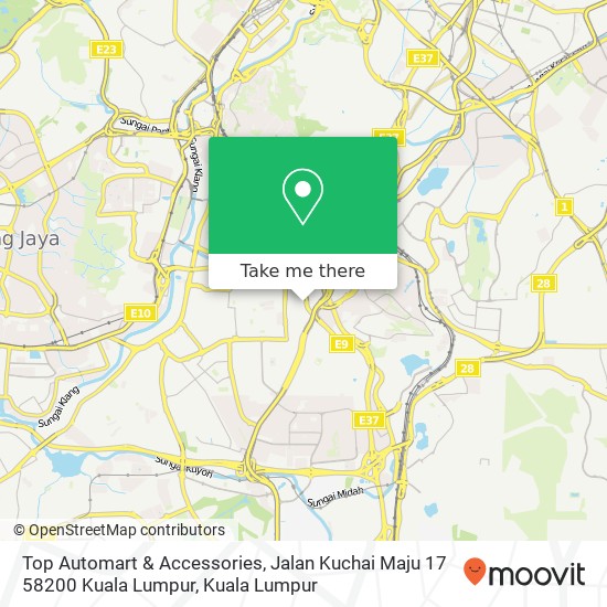 Peta Top Automart & Accessories, Jalan Kuchai Maju 17 58200 Kuala Lumpur