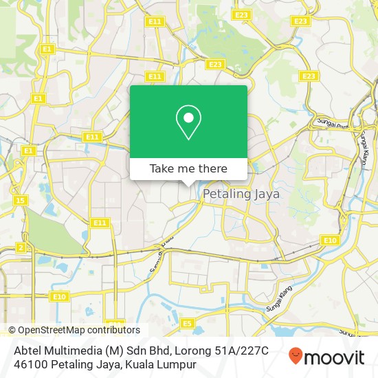 Abtel Multimedia (M) Sdn Bhd, Lorong 51A / 227C 46100 Petaling Jaya map