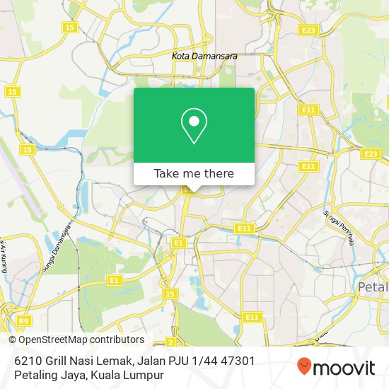 Peta 6210 Grill Nasi Lemak, Jalan PJU 1 / 44 47301 Petaling Jaya