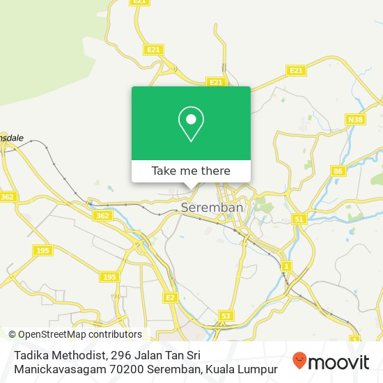 Tadika Methodist, 296 Jalan Tan Sri Manickavasagam 70200 Seremban map