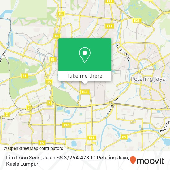 Peta Lim Loon Seng, Jalan SS 3 / 26A 47300 Petaling Jaya