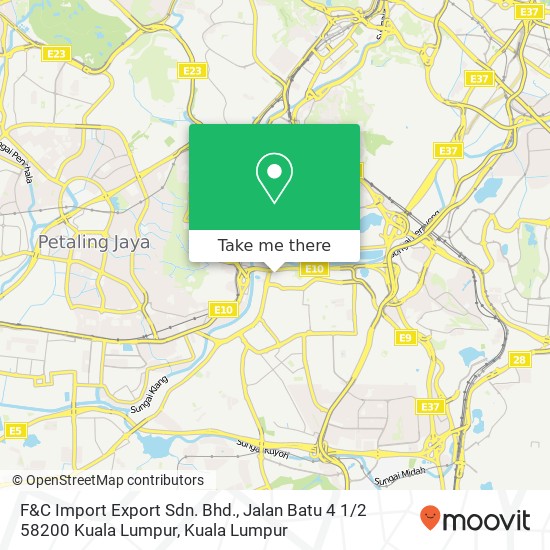 Peta F&C Import Export Sdn. Bhd., Jalan Batu 4 1 / 2 58200 Kuala Lumpur