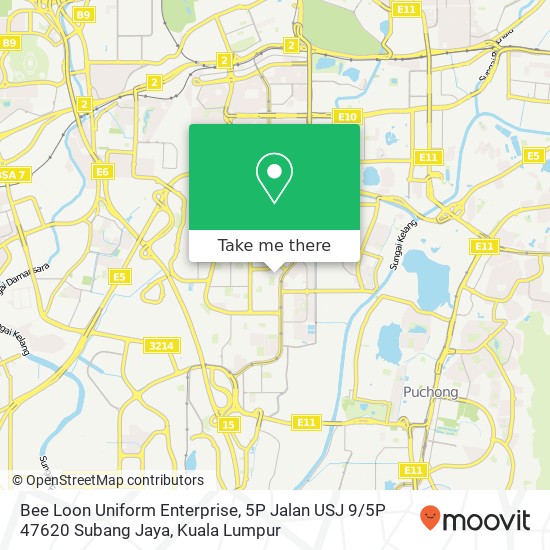 Peta Bee Loon Uniform Enterprise, 5P Jalan USJ 9 / 5P 47620 Subang Jaya