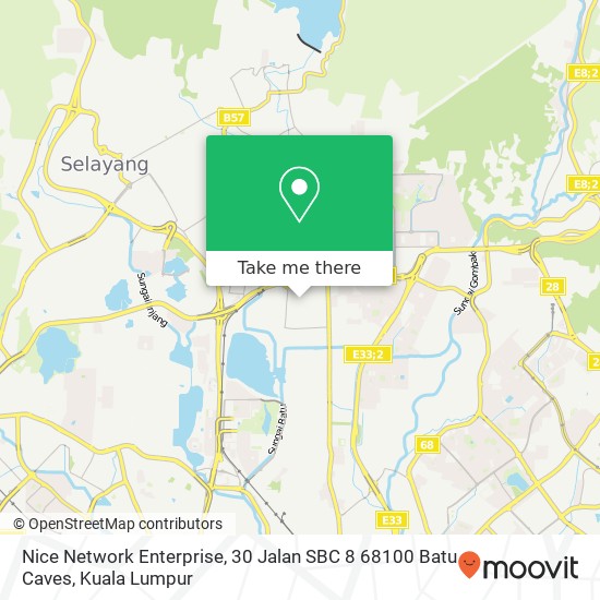 Peta Nice Network Enterprise, 30 Jalan SBC 8 68100 Batu Caves