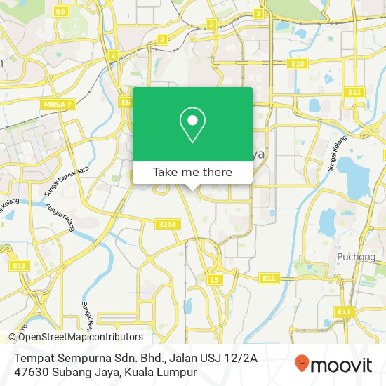 Tempat Sempurna Sdn. Bhd., Jalan USJ 12 / 2A 47630 Subang Jaya map