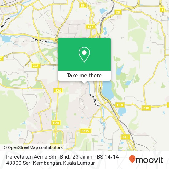 Peta Percetakan Acme Sdn. Bhd., 23 Jalan PBS 14 / 14 43300 Seri Kembangan