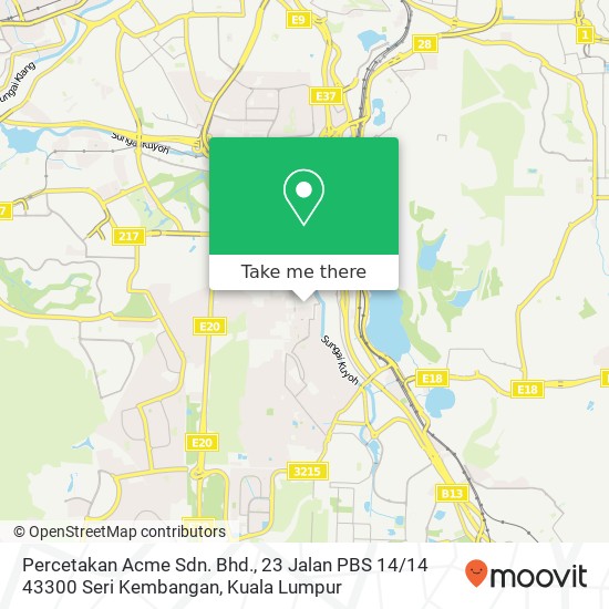 Percetakan Acme Sdn. Bhd., 23 Jalan PBS 14 / 14 43300 Seri Kembangan map