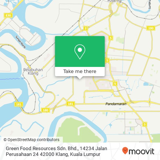 Peta Green Food Resources Sdn. Bhd., 14234 Jalan Perusahaan 24 42000 Klang