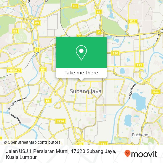 Jalan USJ 1 Persiaran Murni, 47620 Subang Jaya map