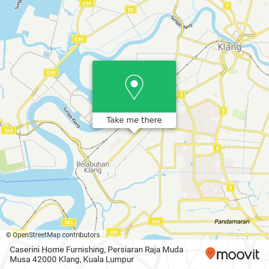 Peta Caserini Home Furnishing, Persiaran Raja Muda Musa 42000 Klang