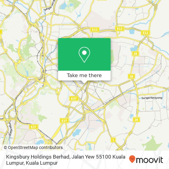 Peta Kingsbury Holdings Berhad, Jalan Yew 55100 Kuala Lumpur