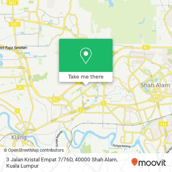Peta 3 Jalan Kristal Empat 7 / 76D, 40000 Shah Alam