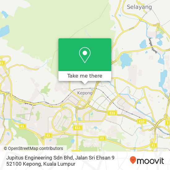 Peta Jupitus Engineering Sdn Bhd, Jalan Sri Ehsan 9 52100 Kepong