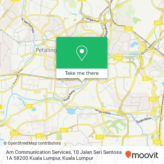 Peta Am Communication Services, 10 Jalan Seri Sentosa 1A 58200 Kuala Lumpur