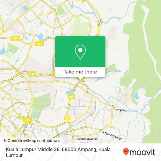 Peta Kuala Lumpur Middle 28, 68000 Ampang