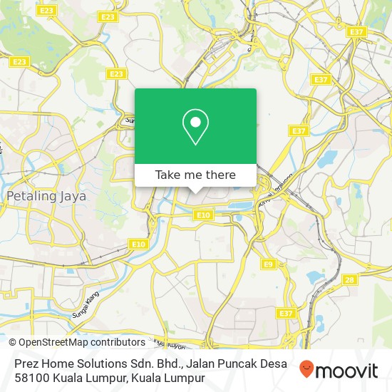 Prez Home Solutions Sdn. Bhd., Jalan Puncak Desa 58100 Kuala Lumpur map