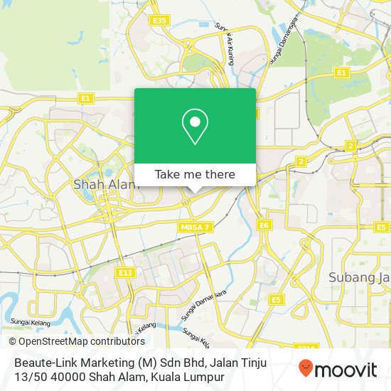 Peta Beaute-Link Marketing (M) Sdn Bhd, Jalan Tinju 13 / 50 40000 Shah Alam